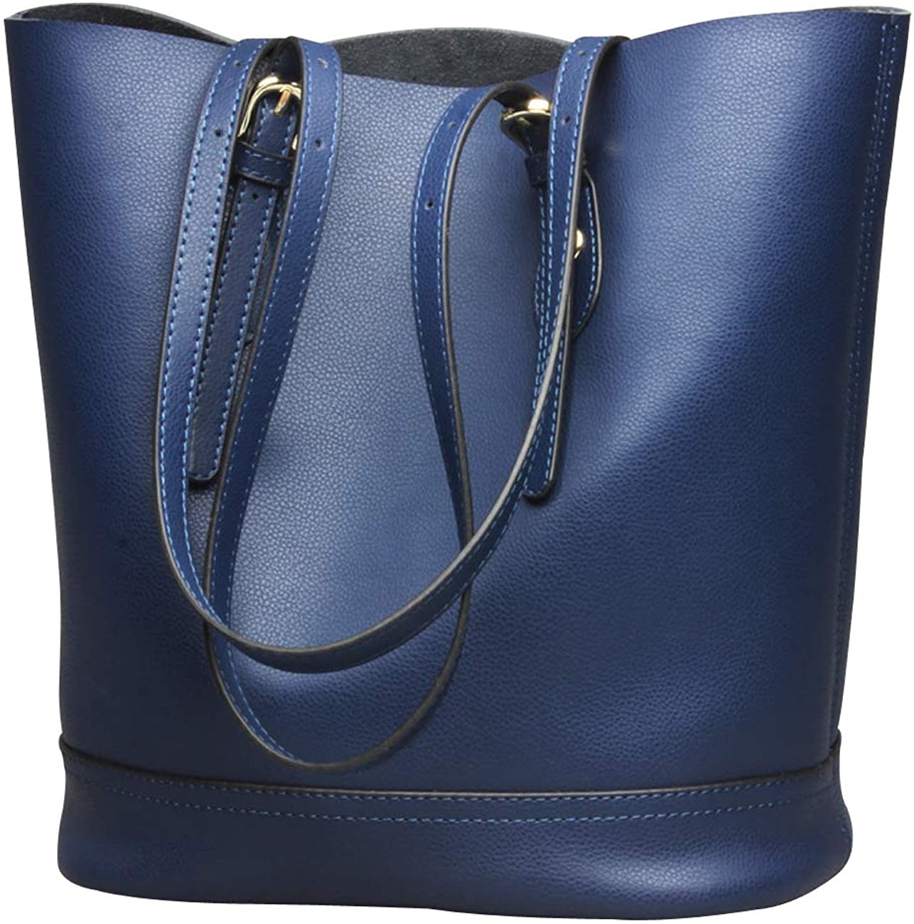 Price:$49.99    Women's Handbag Genuine Leather Tote Shoulder Bucket Bags Elegant Style Large Capacity (Blue)  Clothing