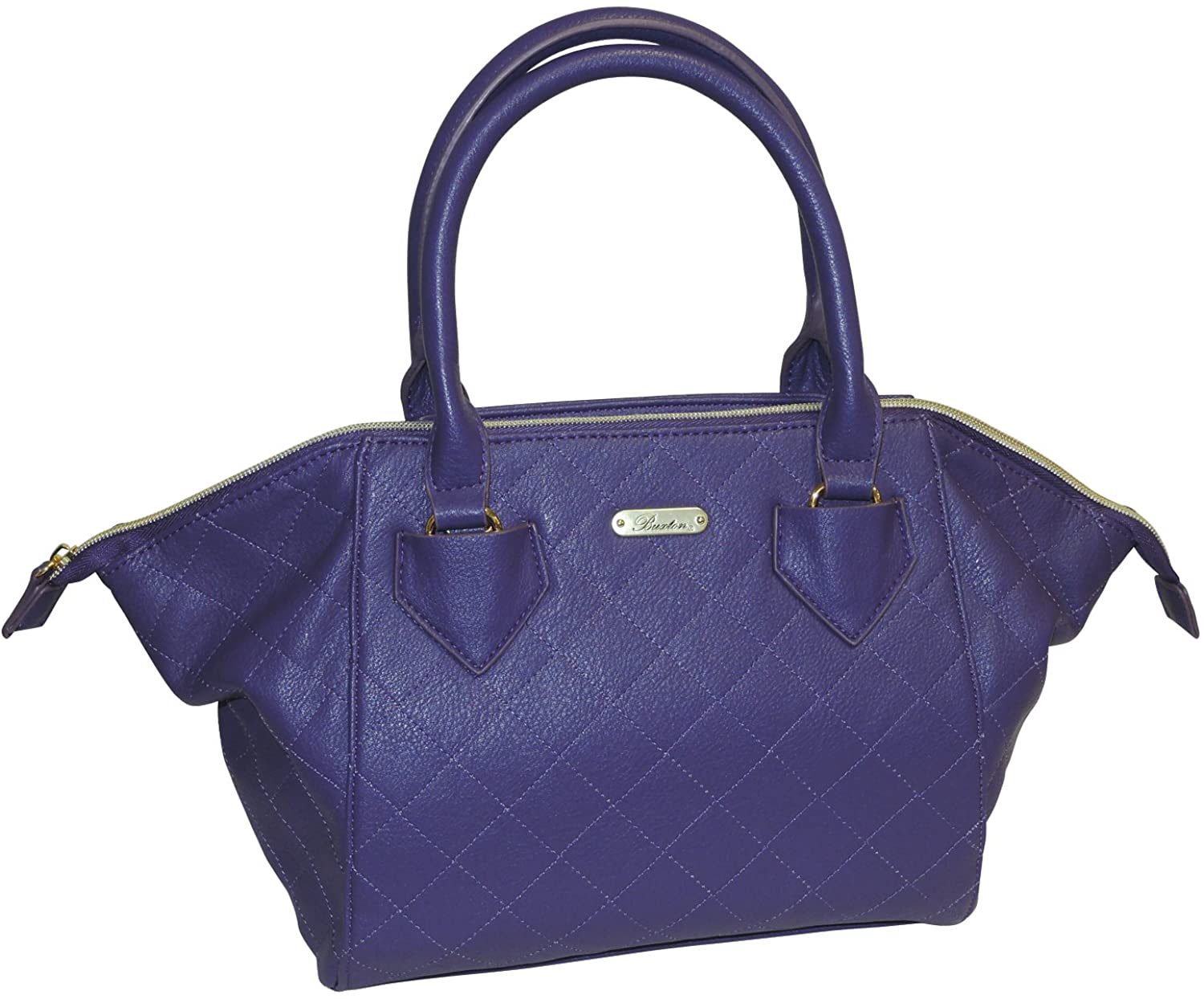 Price:$49.95    Buxton Double Diamond Quilted Satchel Shoulder Handbag (Purple)  Clothing