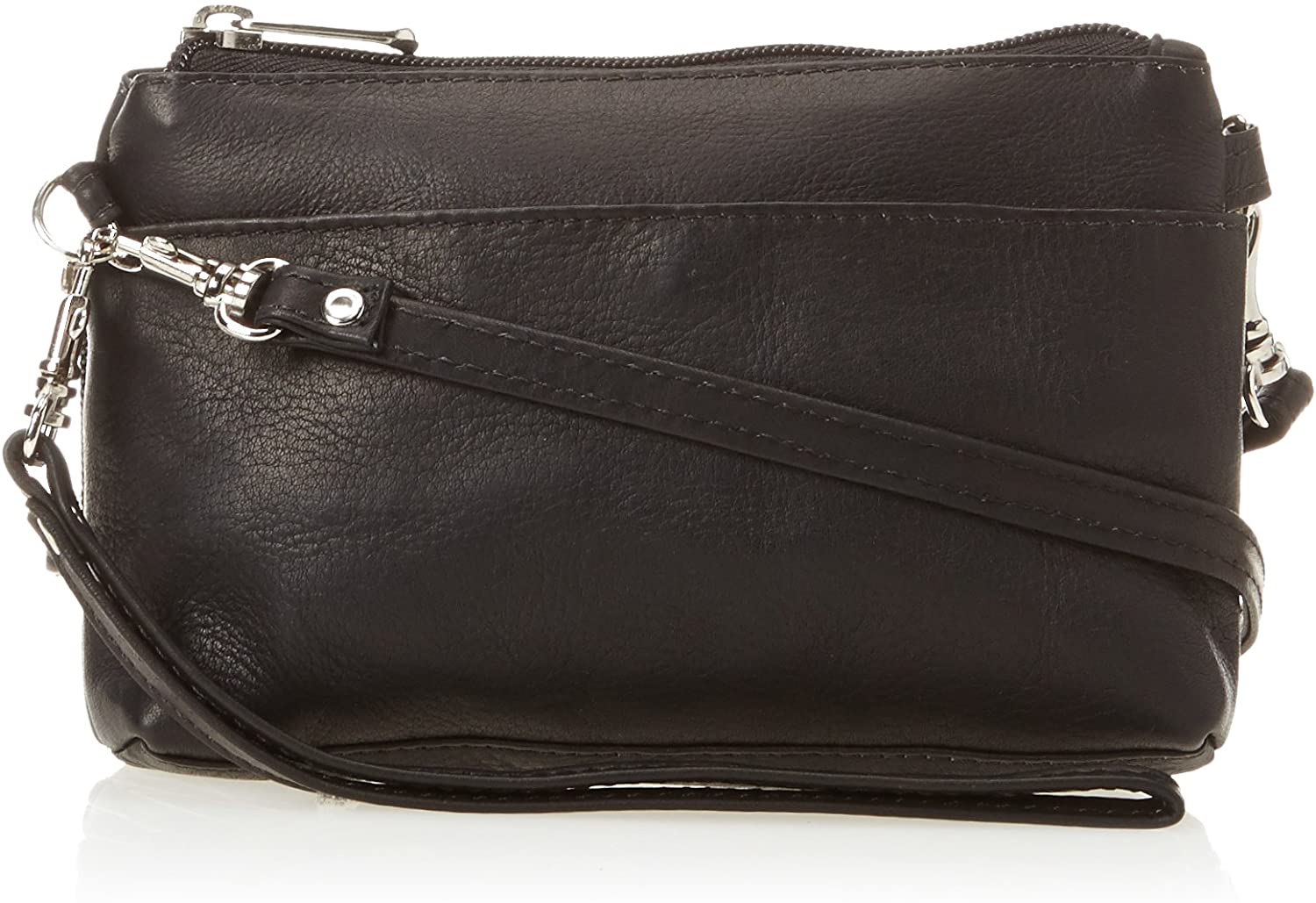 Price:$75.22    Piel Leather Shoulder Bag Wristlet, Black, One Size  Piel Leather  Clothing