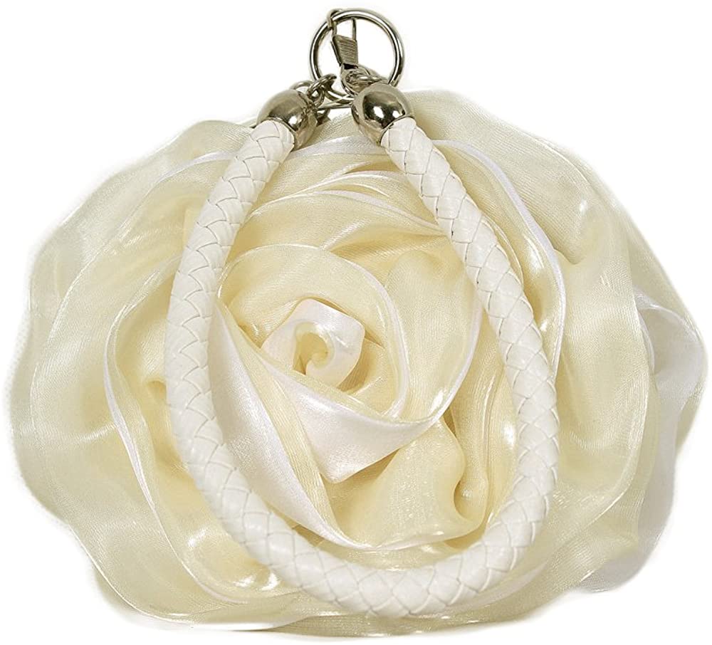 Price:$10.98 Kuang Women’s Satin Flower Clutch Bag Rose Wristlet Wedding Party Purse Suede Ring Handle Evening Shoulder Handbags  Handbags   