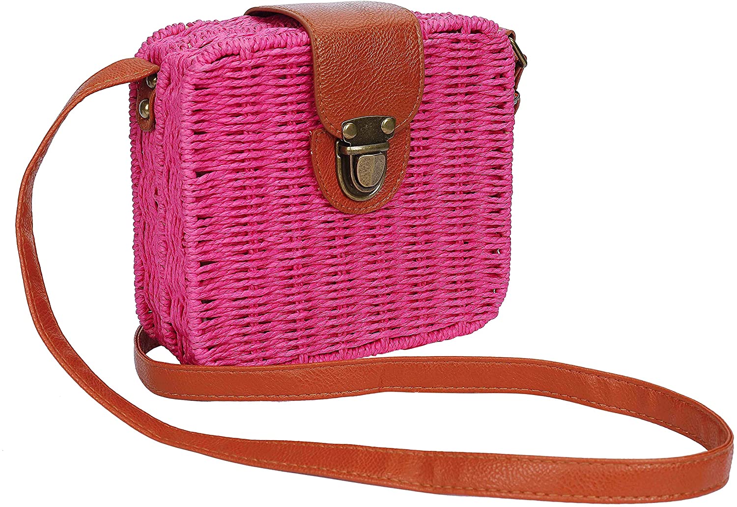 Price:$10.99 Straw Bag Cross Body Summer Beach Purse Small Woven Shoulder Bags for Women with Handmade Boho Style for Travel, Date, and Vacation  Handbags   