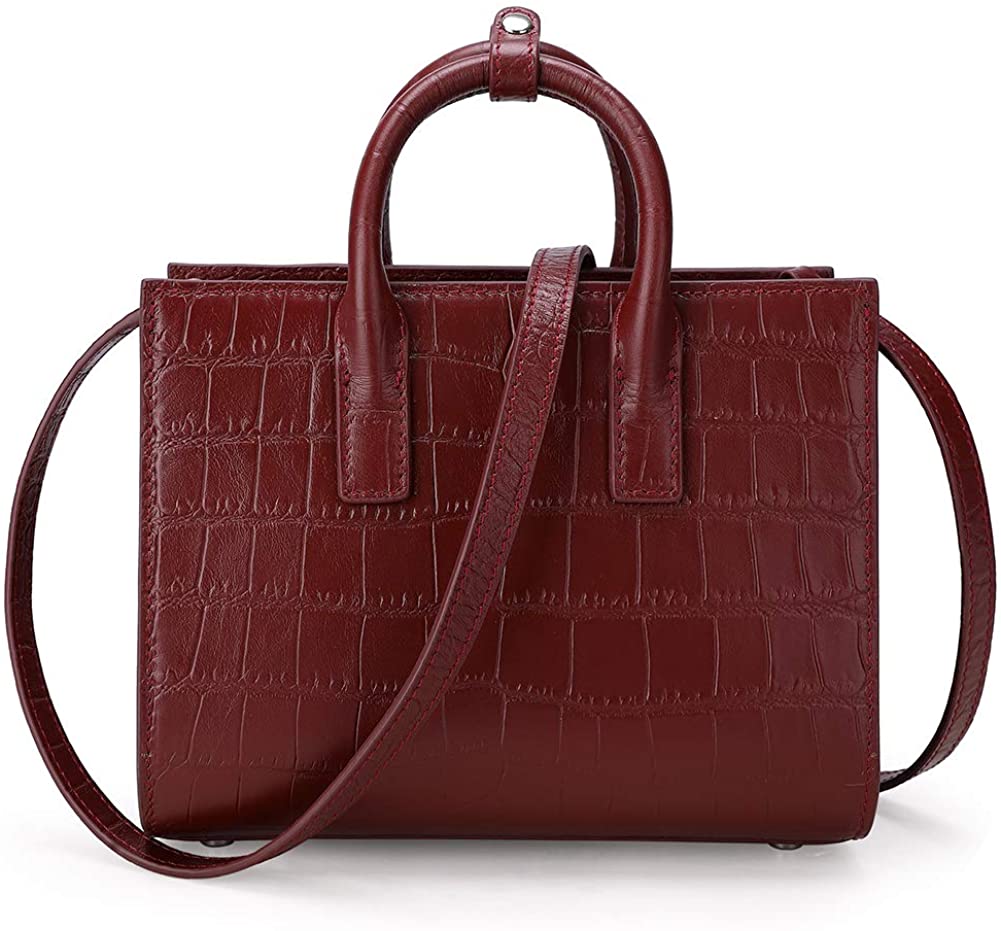 Price:$59.99 Women Handbags Leather Designer Top Handle Bags Crocodile Pattern Crossbody Shoulder Bags Wine Red  Handbags   