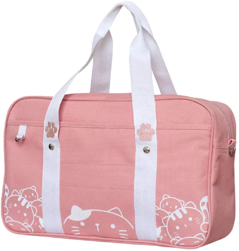 Price:$27.99 GK-O Japanese JK Uniform Bag Cute Cat Kawaii Lolita Handbag School Messenger Shoulder Bags (Pink)  Handbags   