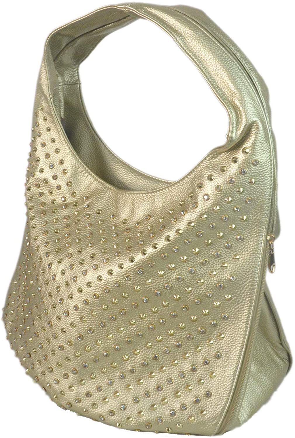 Price:$29.98    Aisunne handle satchel Handbags Tote Purse shoulder bag With Rivets and Rhinestone For Women Ladies Leather Purse bags (Gold)  Clothing