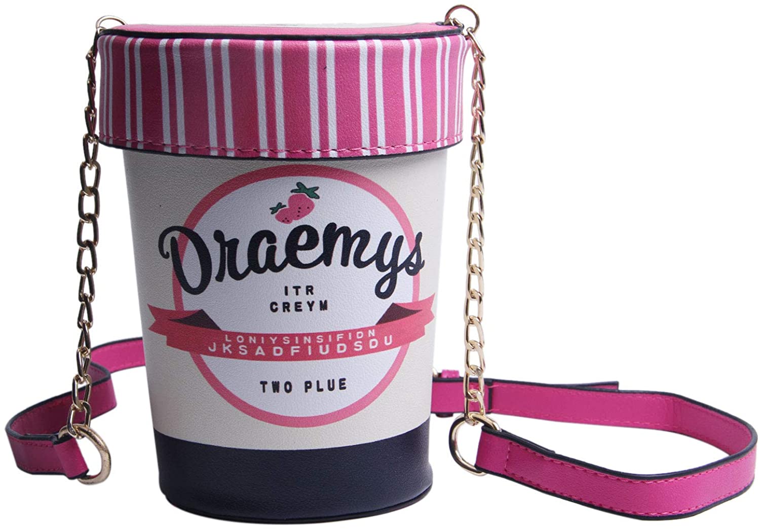 Price:$17.99 FREIE LIEBE Girls Fruits Strawberry Cup Bucket Cross Body Purse Bag Women Phone Wallet Shoulder Bags Rose Red  Handbags   