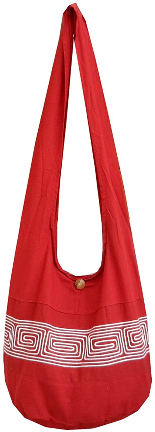Price:$11.99    BTP! Thai Cotton Embroidered Sling Crossbody Shoulder Bag Purse Hippie Hobo Gypsy Bohemian Large (Red ND1)  Clothing