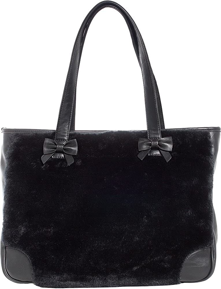 Price:$39.99    Sourpuss Brand - Black Faux Fur Sure - Tote Bag Purse  Clothing