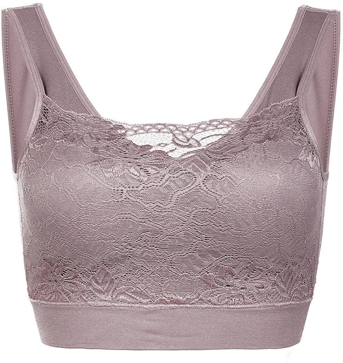 Price:$12.48    Suktat Women's Bra Soft Seamless Cami Removeable Pad Lace Bralette  Clothing