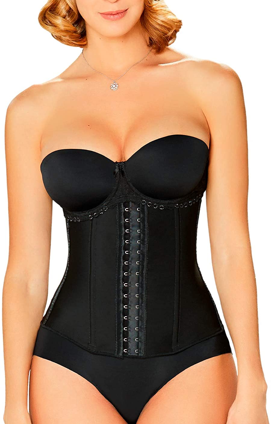 Price:$49.90 DIANE & GEORDI 002396 Boned Corset Waist Trainer for Women | Faja Colombiana at Amazon Women’s Clothing store