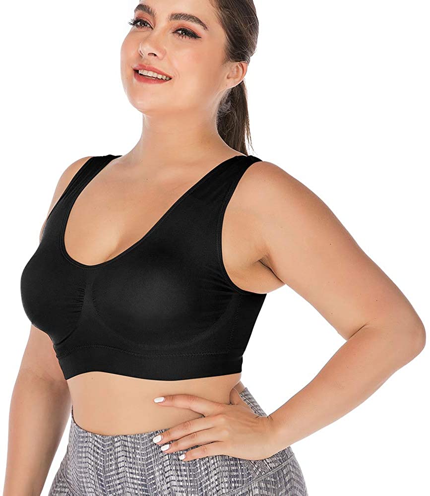 Price:$5.99 DODOING Women's Seamless Sports Bra Wire Free Comfort Sleep Bra Plus Size Workout Activity Bras with Removable Pads at Amazon Women’s Clothing store