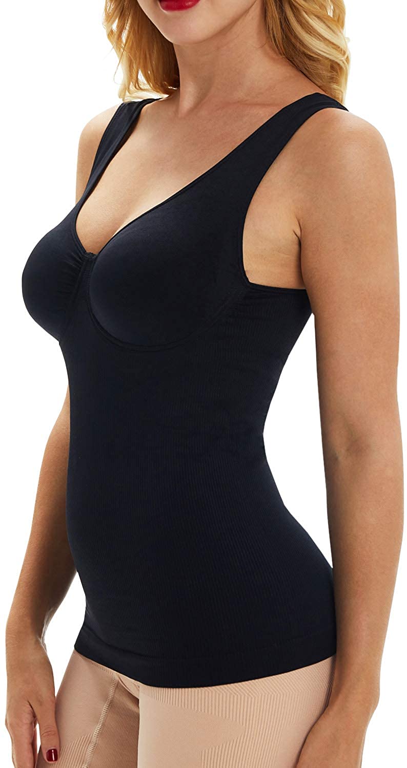 Price:$14.48 KHAYA Women's Seamless Camisole Shapewear Tank Tops Tummy Control Cami Body Shaper Vest at Amazon Women’s Clothing store