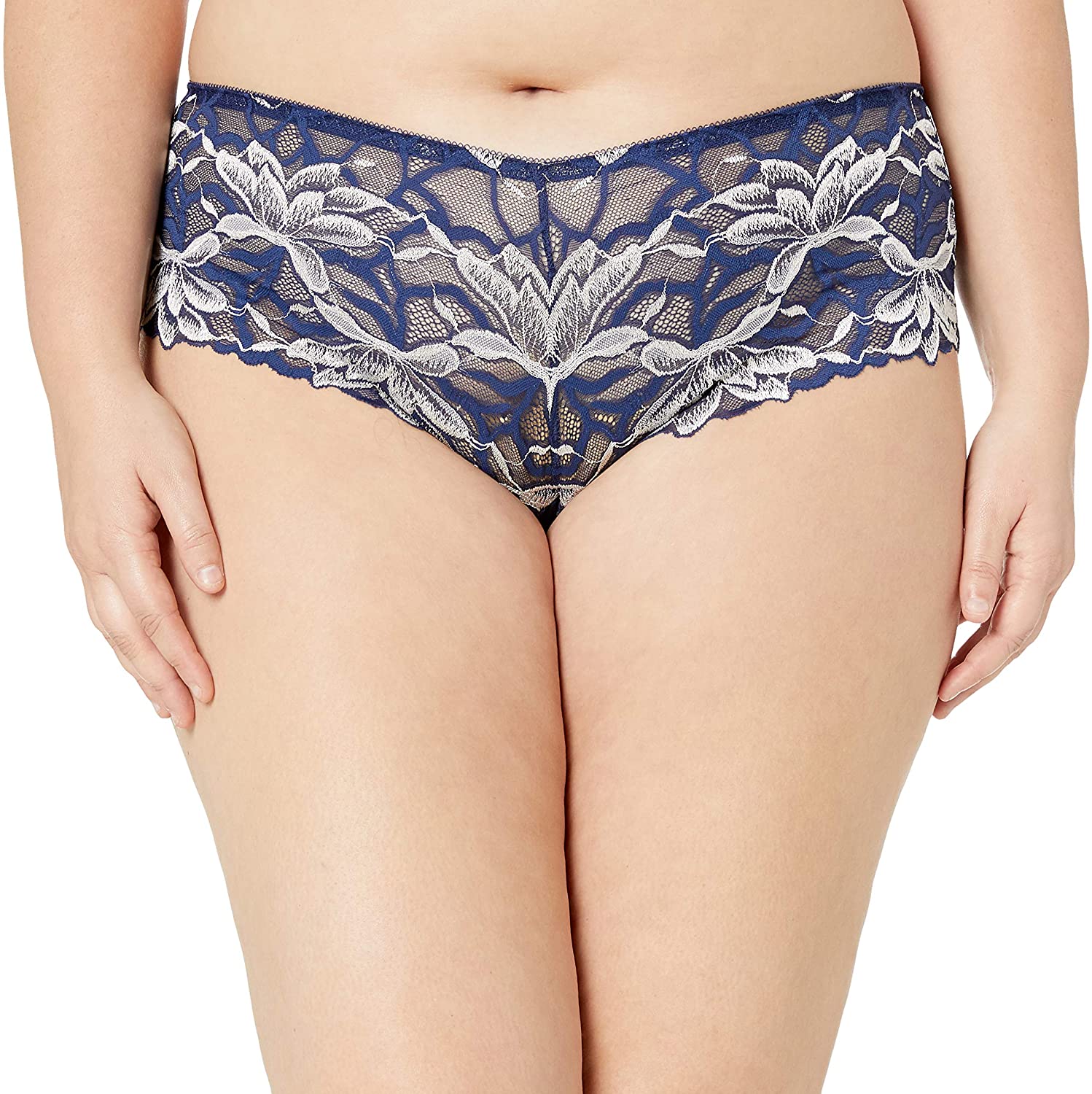 Price:$12.81 Bramour by Glamorise Women's Plus Size Full Coverage Lacy Hipster Boy Short Noho Panty #8005 at Amazon Women’s Clothing store