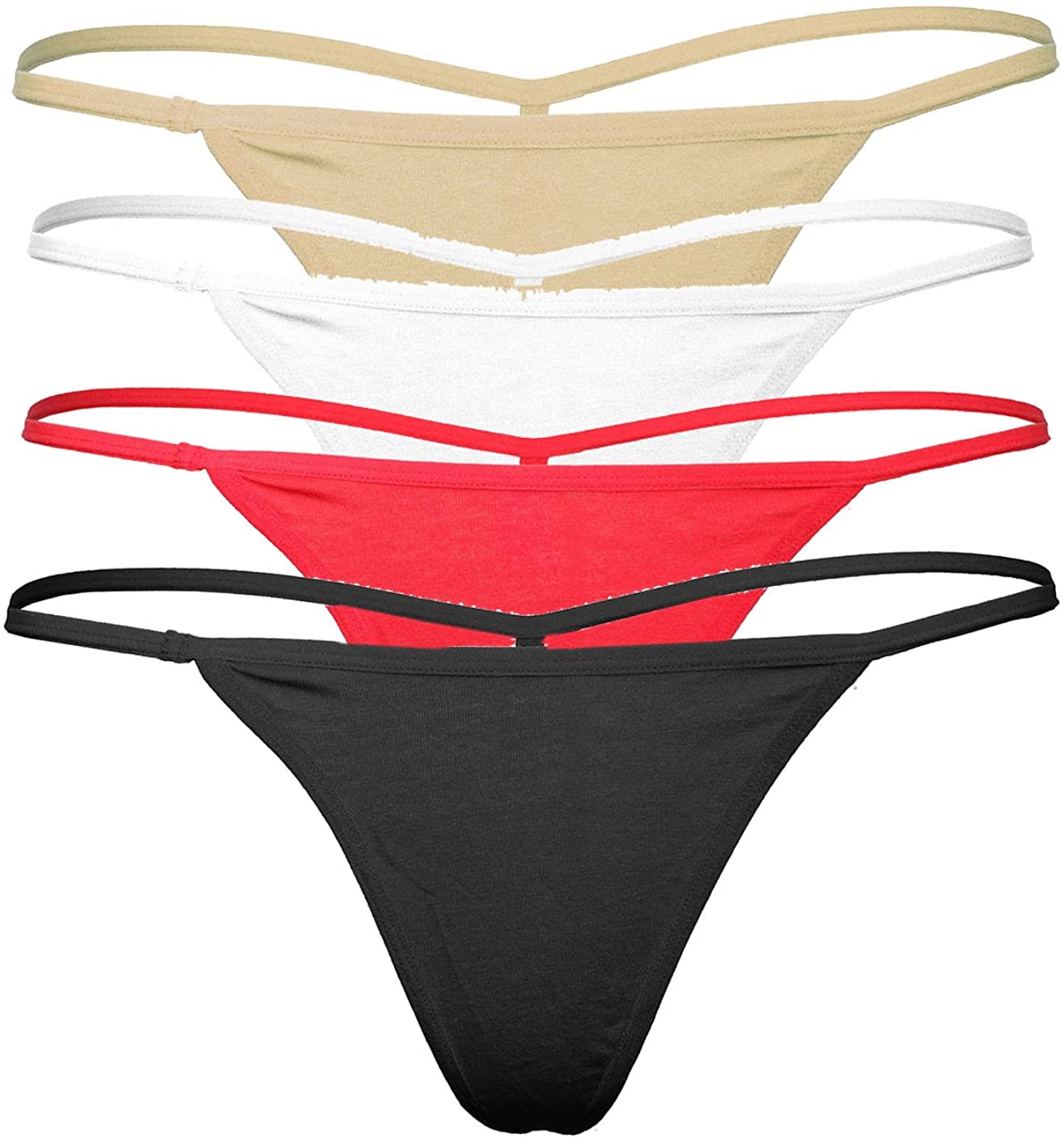 Price:$5.45    Cotton Whisper Women Sexy Cotton G-String V-String Panties 4 Pack  Clothing