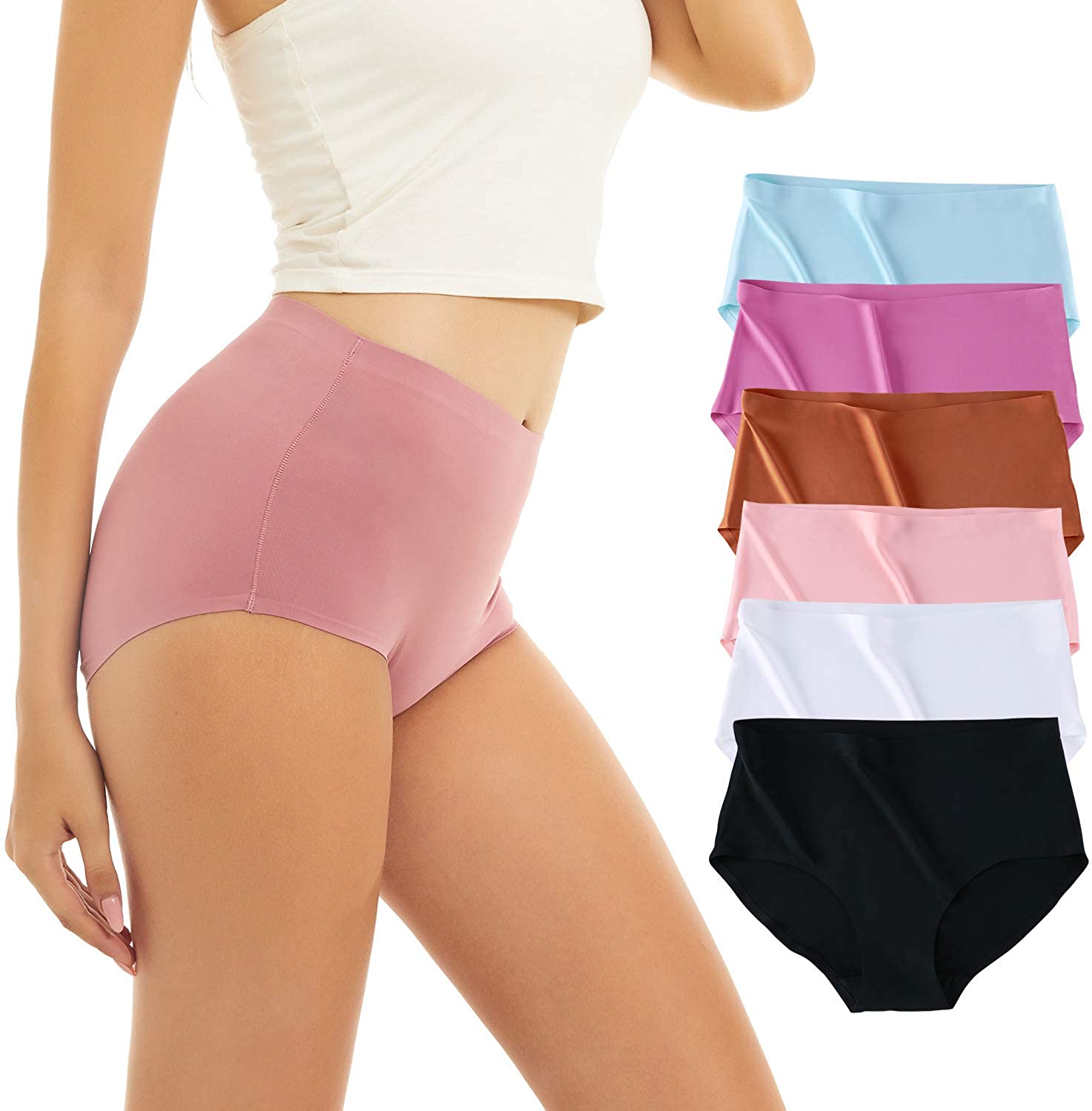 Price:$22.99 Libsofter Womens Seamless Underwear High Waist Breathable Soft Briefs Hipster Panties for Ladies 6/8 Pack at Amazon Women’s Clothing store
