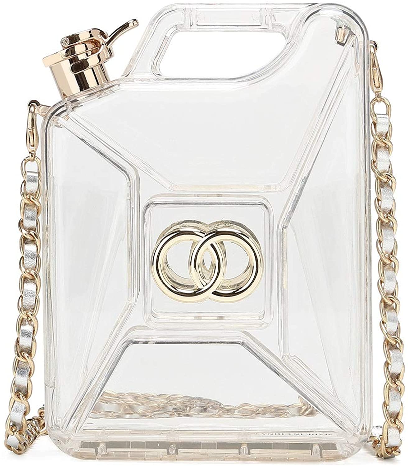 Price:$25.00 Hearty Trendy Fashion Gas Can Acrylic Evening Bag Clutch Bag Shoulder Bag -Clear  Handbags   