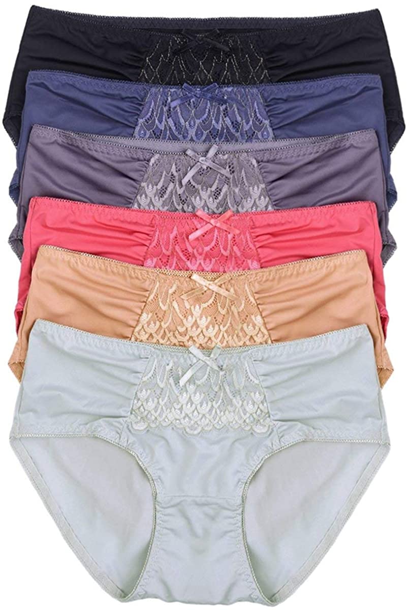 Price:$13.95 ToBeInStyle Women's 6-Pack Lovely Lace Mid Rise Ruffled Trim Hipster Panties at Amazon Women’s Clothing store