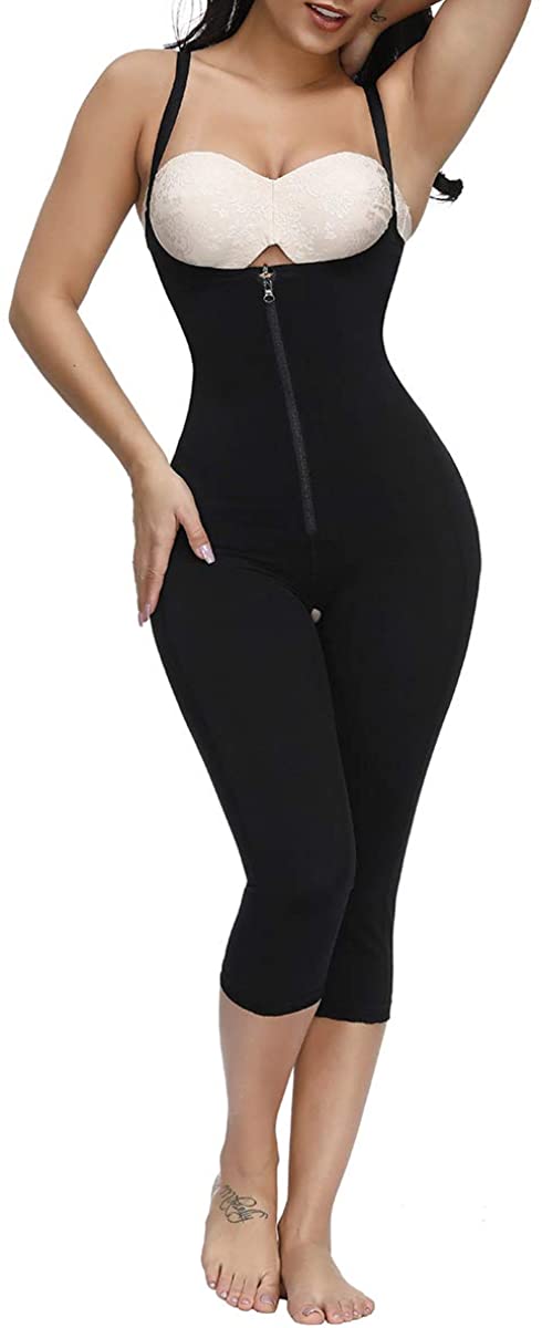 Price:$30.99 CINDYLOVER Women Open-Bust Body Shaper Hi-Waist Tummy Control Fajas Butt Lifter Thigh Shapewear Capri Leggings at Amazon Women’s Clothing store