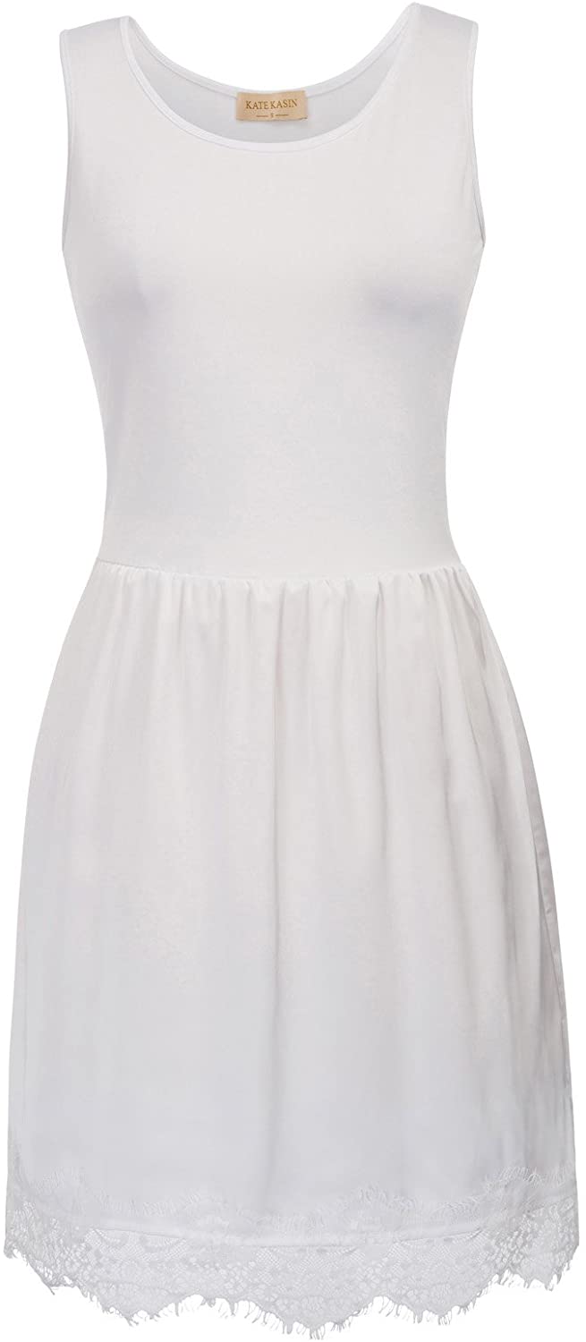 Price:$16.99 Kate Kasin Women Full Slip for Under Dress Lace Trim Satin Slip Cami Dress Nightwear at Amazon Women’s Clothing store