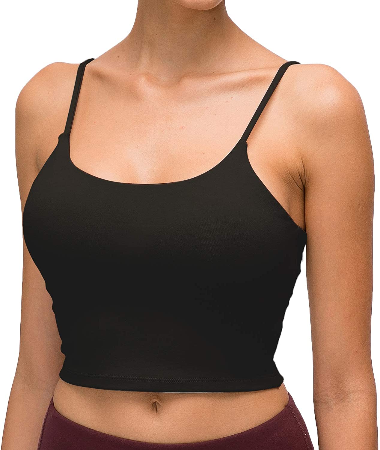 Price:$17.99 Summer Crop Tank Tops Padded Sports Bra for Women Workout Yoga Cute Sleeveless Camisole Built-in Bra at Amazon Women’s Clothing store