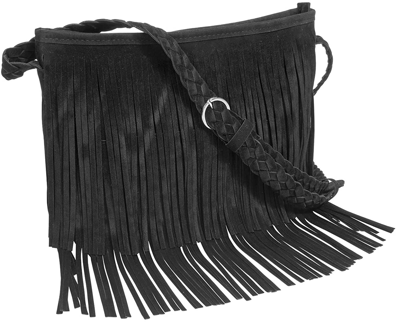 Price:$26.99    CHIC DIARY Faux Suede Fringe Tassel Crossbody Messenger Bag Women Hobo Shoulder Bags Handbag (Black)  Clothing