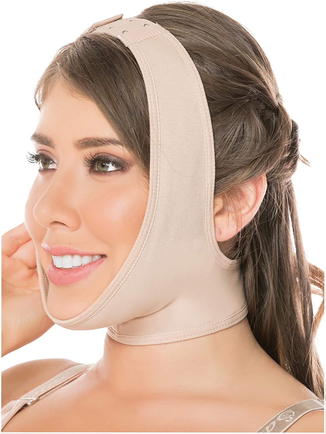 Price:$29.99 FAJAS SALOME 0322 Women Post Surgery Face Neck Chin Strap Mentonera Reductora at Amazon Women’s Clothing store
