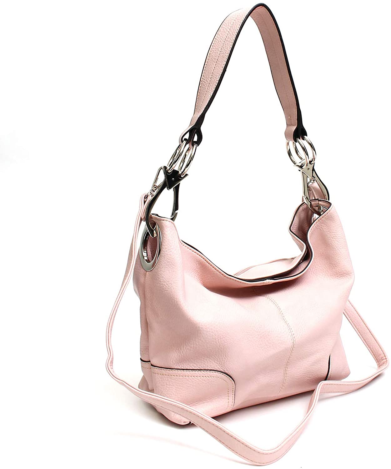 Price:$28.95    Janin Handbag Bucket Style Hobo Shoulder Bag with Big Snap Hook Hardware  Clothing