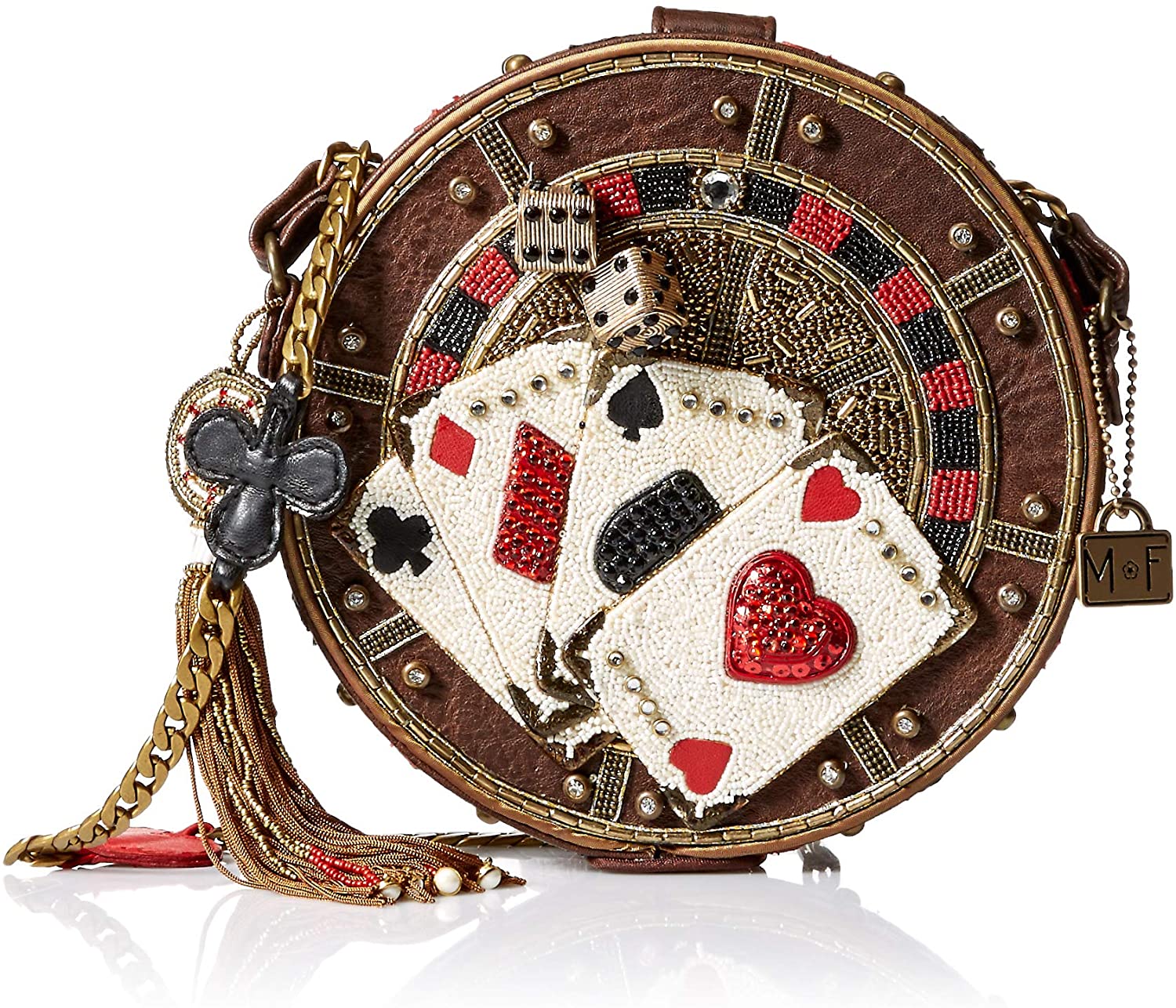 Price:$398.00 Mary Frances All In Embellished Round Casino Themed Novelty Handbag  Handbags   