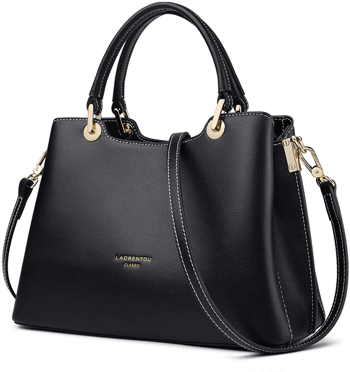 Price:$74.69    LAORENTOU Shoulder Bags Handbags for Women Genuine Leather Tote Purse Top Handle Satche (Fashion Black)  Clothing