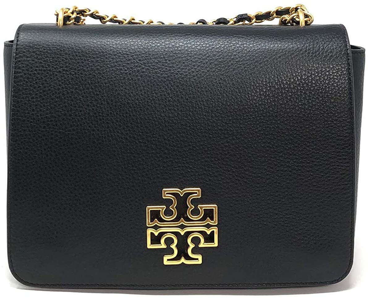 Price:$349.99 Tory Burch 55444 Black and Rolled Gold Britten Shoulder Bag  Handbags   