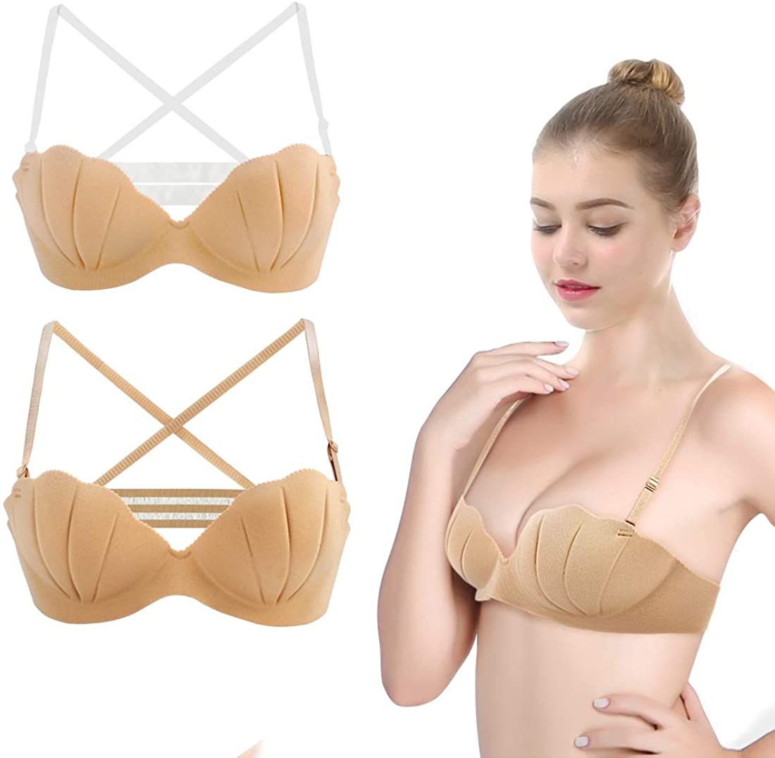 Price:$6.99 iMucci Women Everyday Bras - Two Wearing Ways Dance Bras Strapless Backless Push up Bra at Amazon Women’s Clothing store