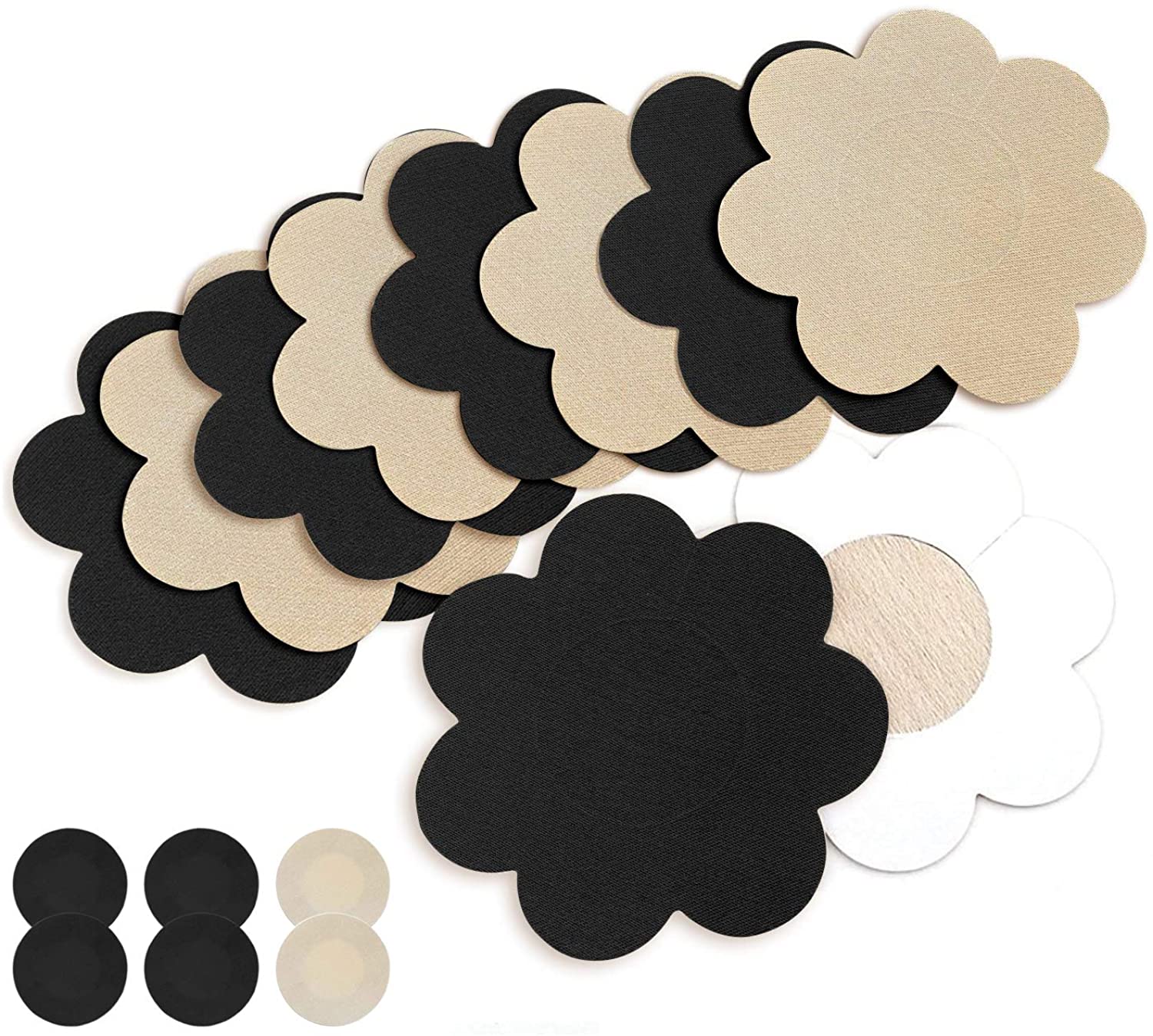 Price:$10.99 Nipple Breast Covers, Sexy Breast Pasties Adhesive Bra Disposable 30 Pairs Black/Beige at Amazon Women’s Clothing store