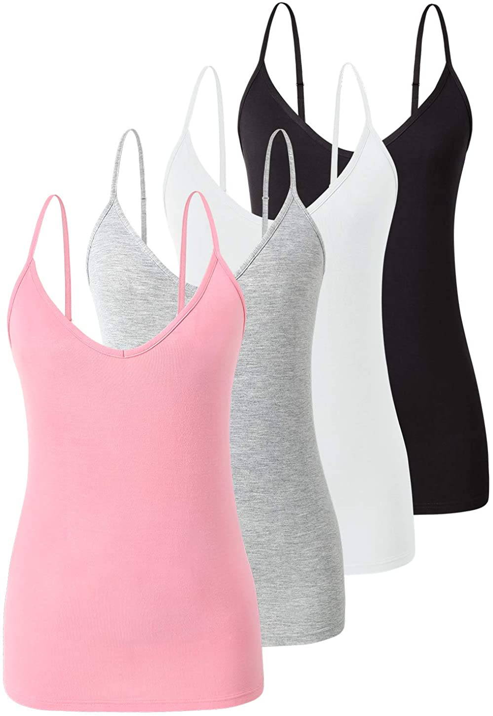 Price:$15.45 Xelky Womens V Neck Camisole Lightweight Tank Tops Adjustable Spaghetti Strap Undershirts Stretch Soft Plain cami 2-4 Pack at Amazon Women’s Clothing store