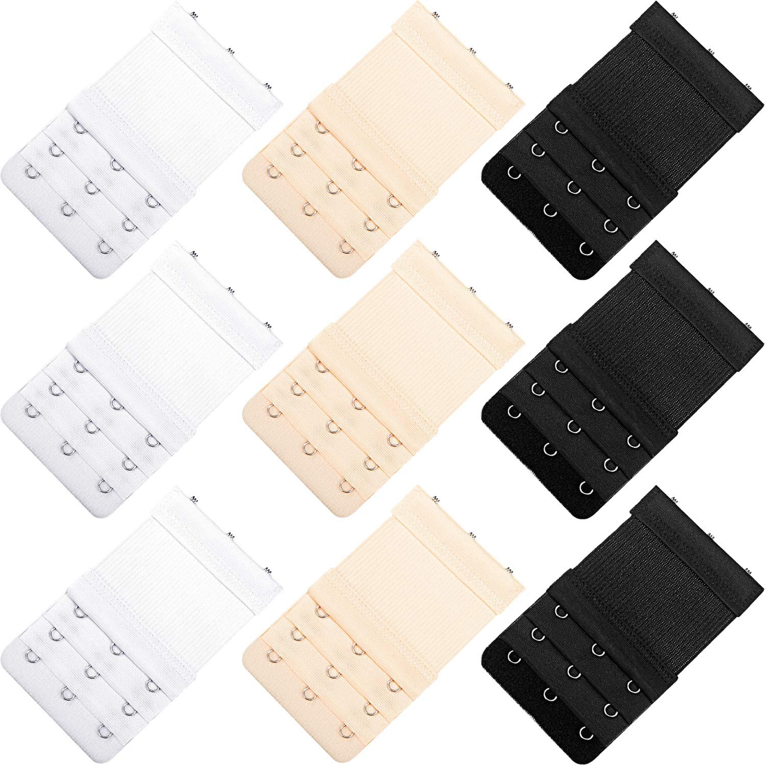 Price:$7.59 SATINIOR 9 Pieces Women's Bra Extenders Elastic Bra Extension Strap 3 Hook 3 Row Bra Extension Bands at Amazon Women’s Clothing store