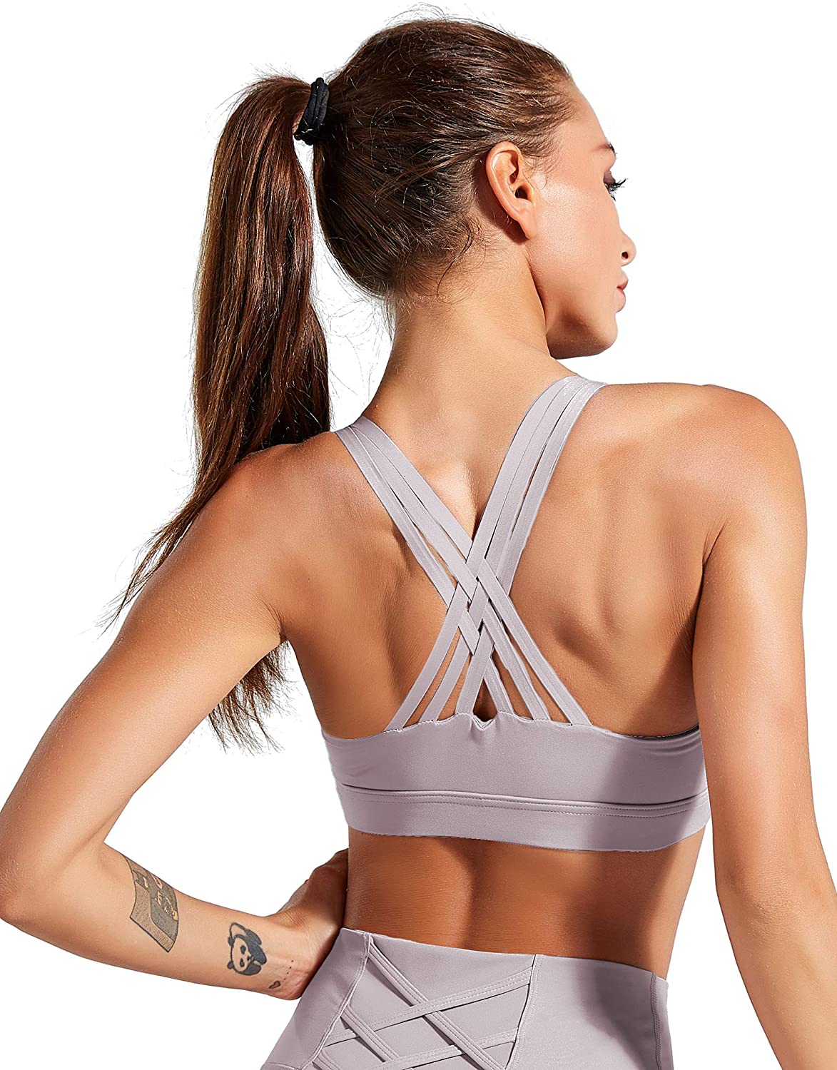Price:$20.99 Strappy Sports Bra Women Workout Yoga Running High Impact Racerback Top with Removable Pad at Amazon Women’s Clothing store