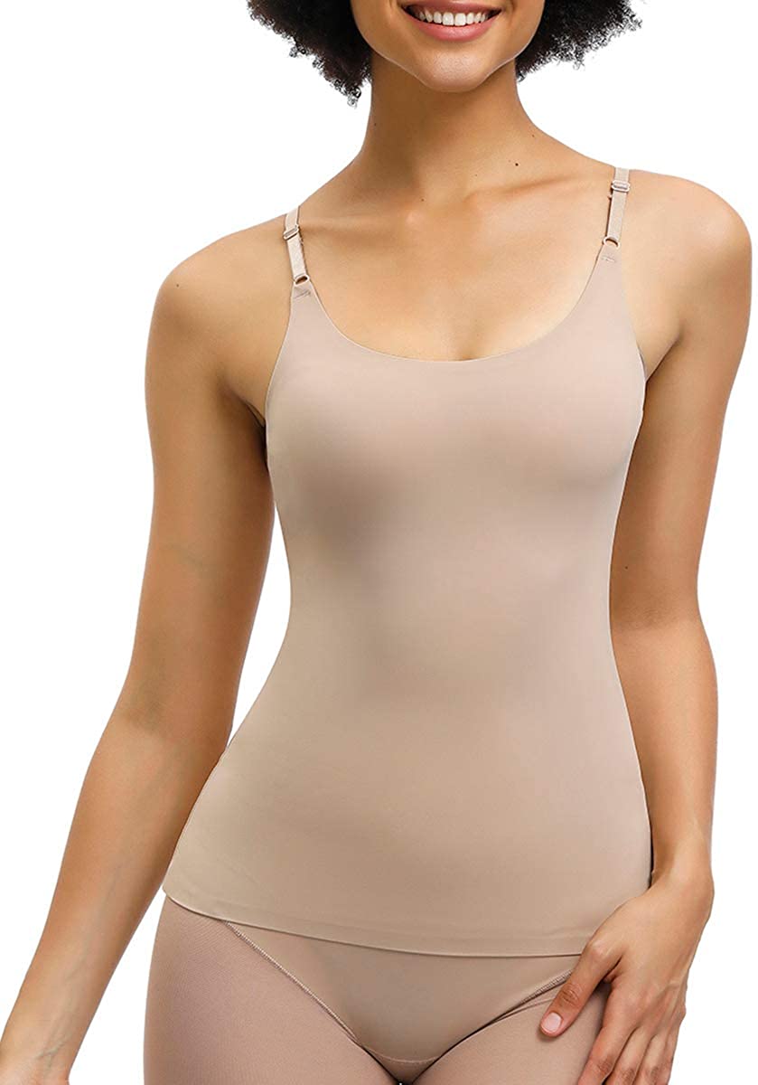 Price:$4.99 Wonder-Beauty Women Cami Shapewear Tank Top Seamless Body Shaper Camisole Tummy Control Shaper at Amazon Women’s Clothing store