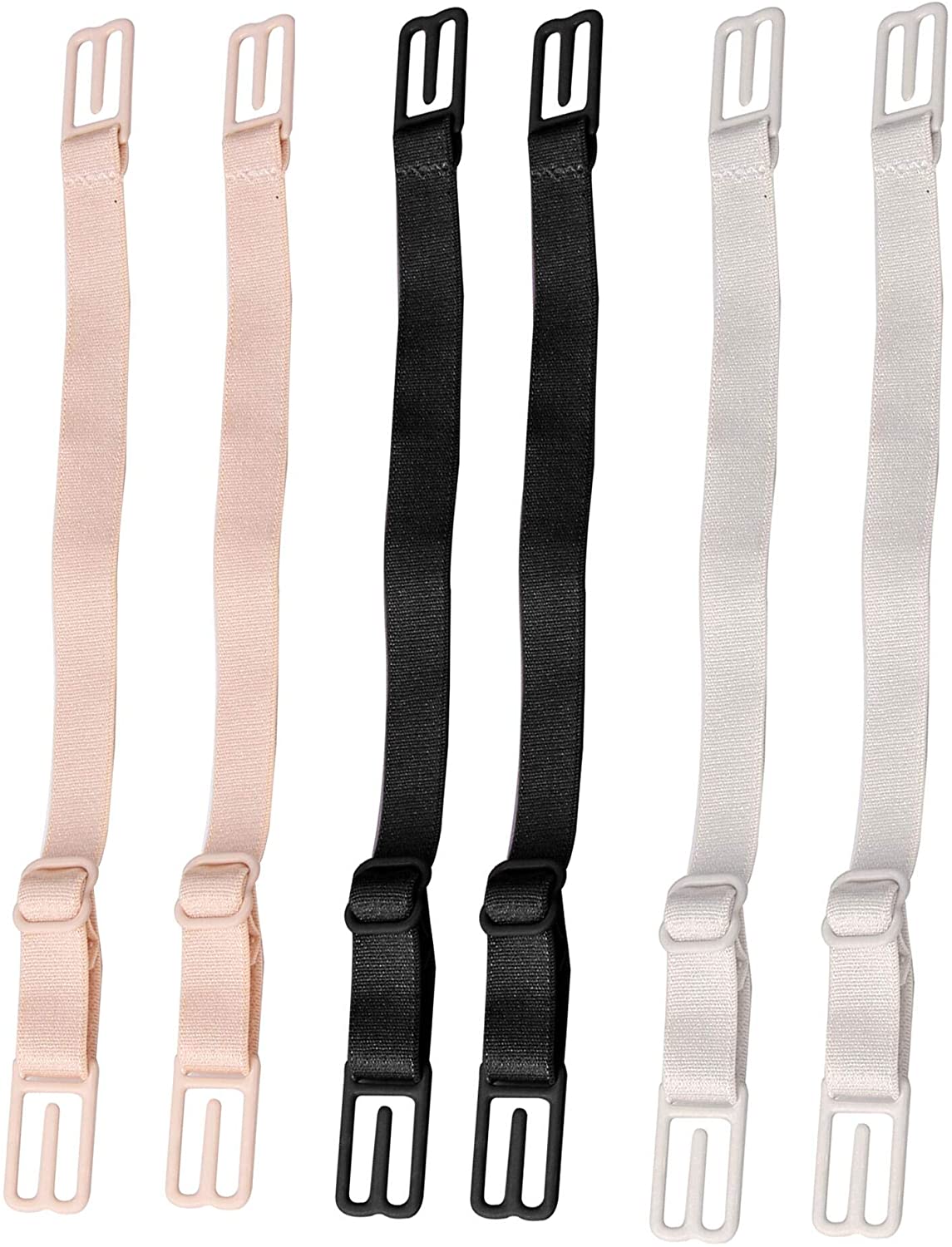 Price:$6.99 6 Piece Women's Non-slip Elastic Bra Strap Holder Racer Back - Conceal Straps （ Black, Beige, White Each 2） at Amazon Women’s Clothing store
