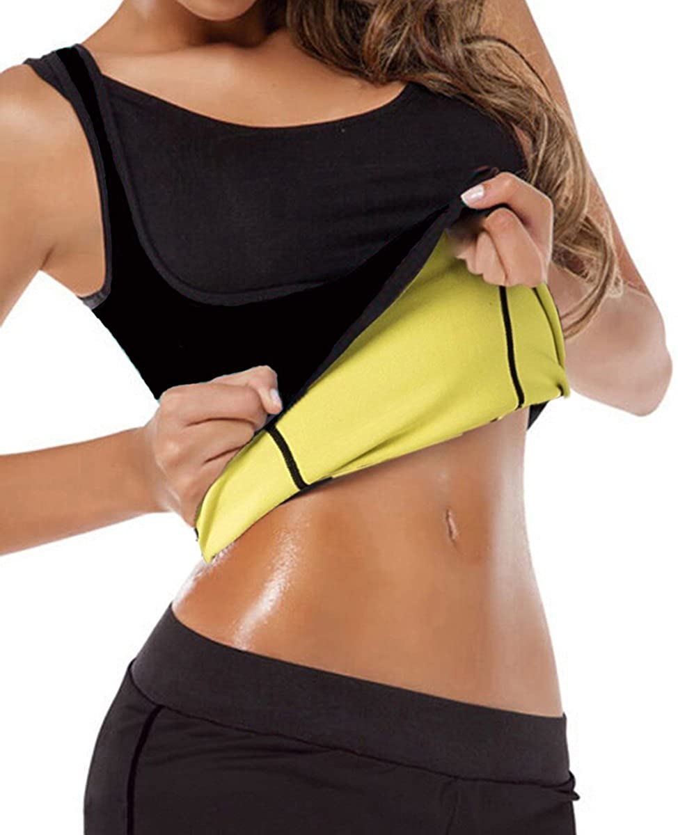 Price:$19.88 GainKee Neoprene Sweat Waist Trainer Vest for Weight Loss Women Slimming Shirt Body Shaper with Sauna Suit Effect at Amazon Women’s Clothing store