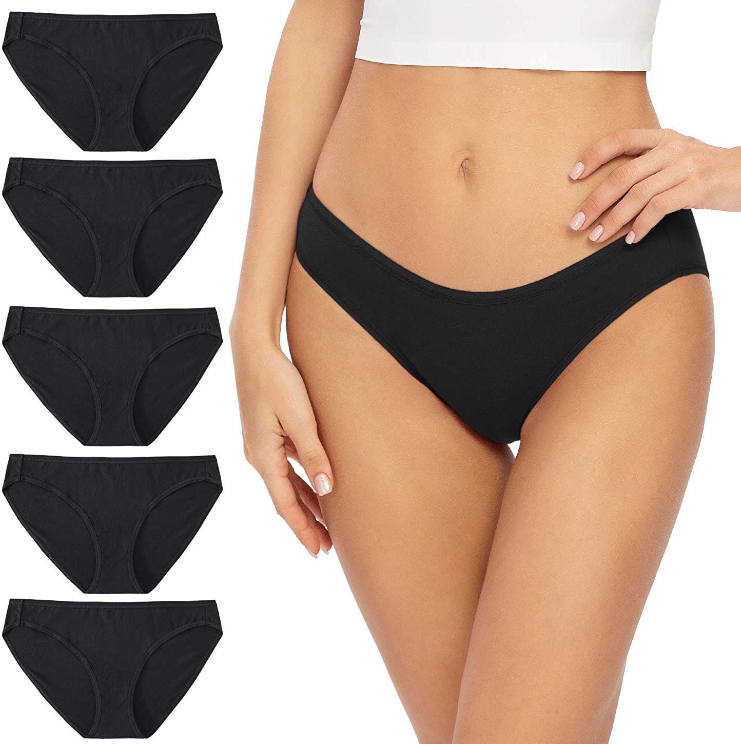 Price:$22.99 Wealurre Women’s Underwear Cotton Bikini Hipster Briefs Breathable Panties 5-Pack at Amazon Women’s Clothing store