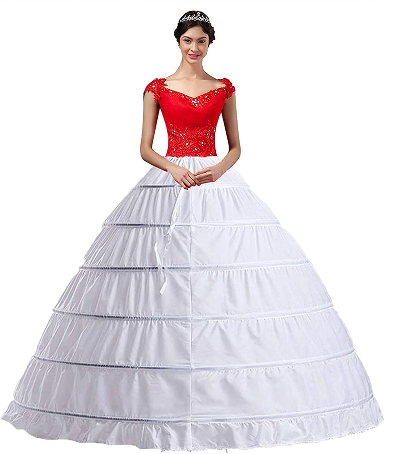 Price:$18.99 Women Crinoline Hoop Petticoats Skirt Slips Floor Length Underskirt for Ball Gown Wedding Dress at Amazon Women’s Clothing store