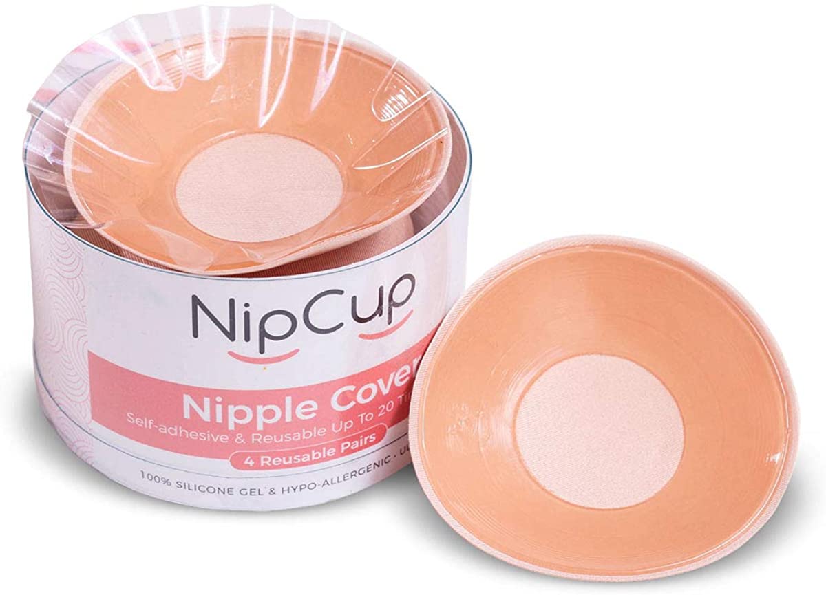 Price:$5.00 NipCup 4 Pairs Reusable Silicone Nipple Covers | Ultra-Thin Adhesive Invisible Bra for Women | Comfortable, Washable, and Hypo-Allergenic Pasties - Stick-on Breast Petals and Nip Covers at Amazon Women’s Clothing store