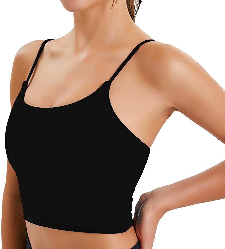 Price:$21.99 FAHZON Longline Sleeveless Sports Bra Seamless Workout Running Shirts Yoga Tank Top Camisole with Built Shelf Bra for Women at Amazon Women’s Clothing store