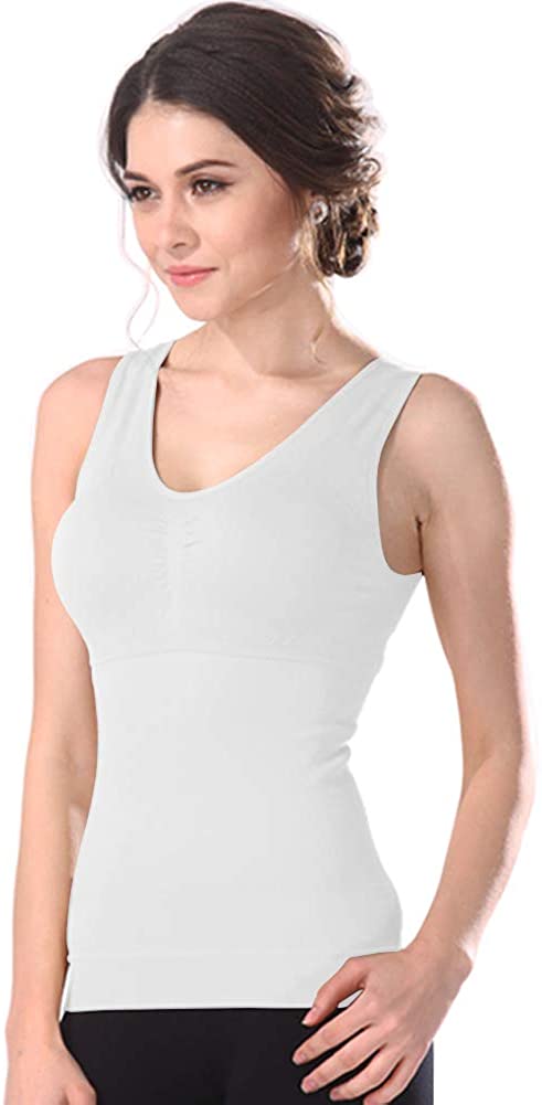 Price:$13.49 Women’s Cami Shaper Tank Top with Built in Removable Bra Body Shaper Camisole at Amazon Women’s Clothing store