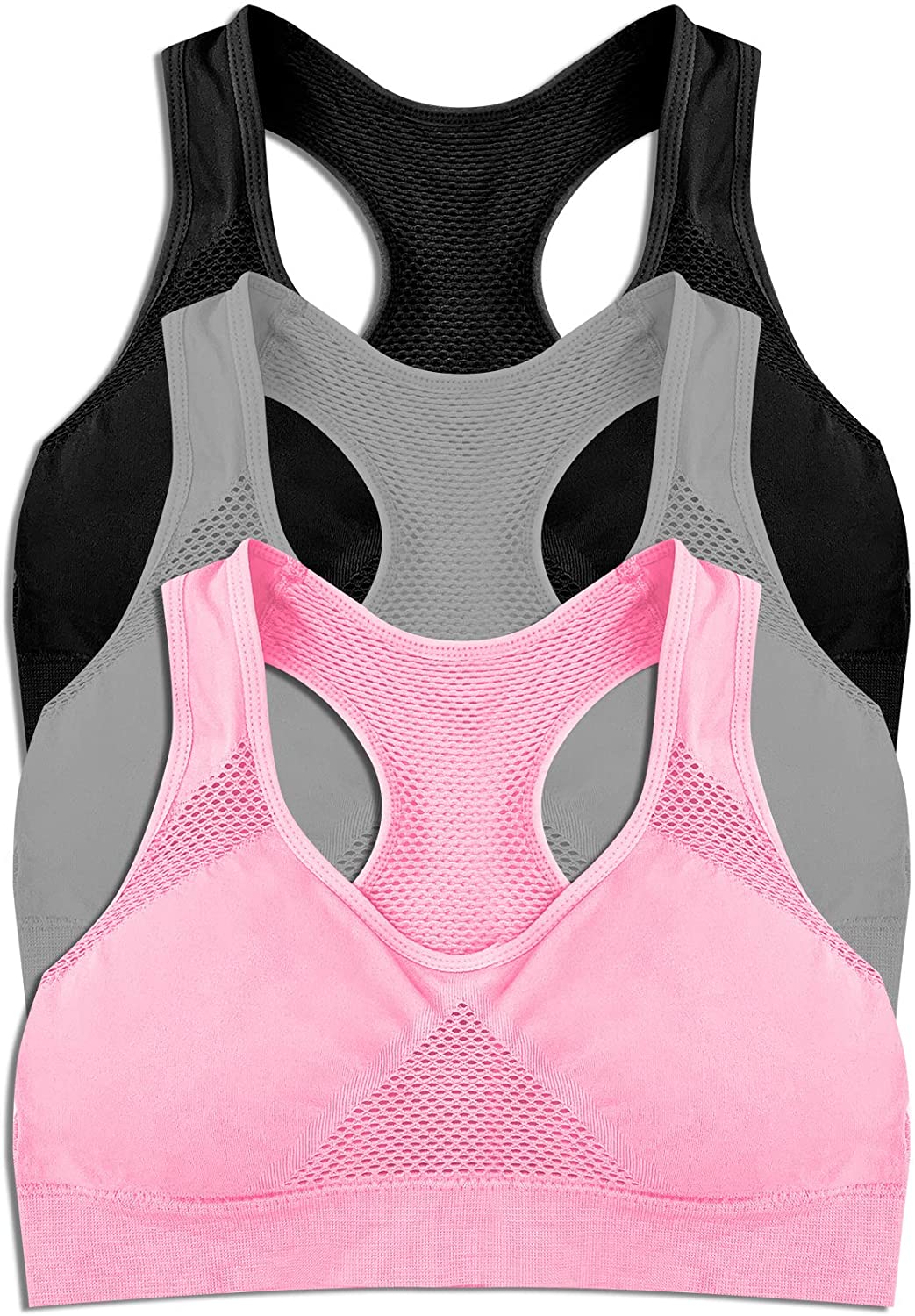 Price:$16.99 3-Pack Women's Seamless Wireless Racerback Cooling Comfort Bra with Removable Pads at Amazon Women’s Clothing store