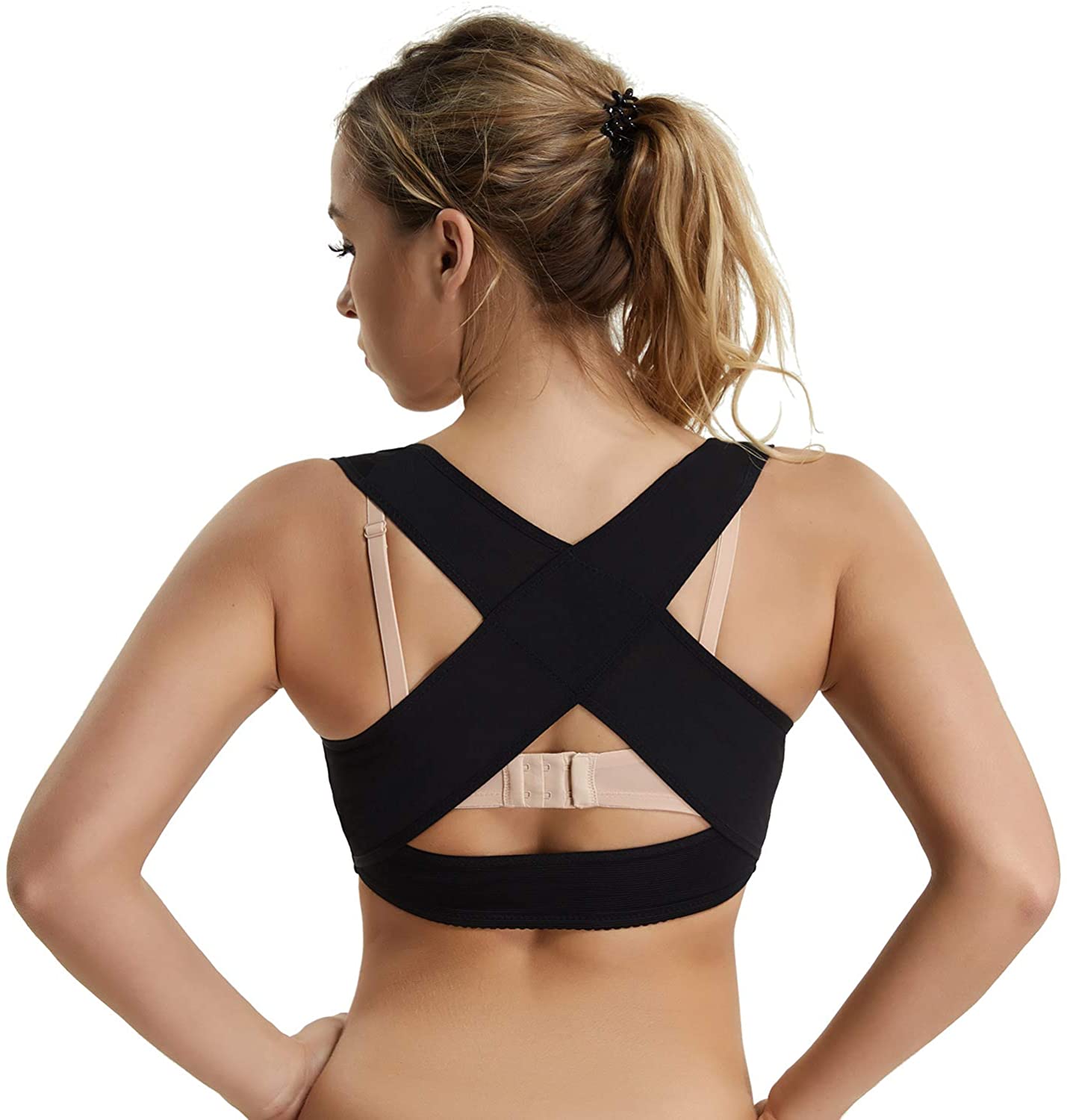 Price:$17.99 Joyshaper Posture Corrector Shapewear for Women Back Support Bra Chest Brace Up Corset X Strap Vest at Amazon Women’s Clothing store