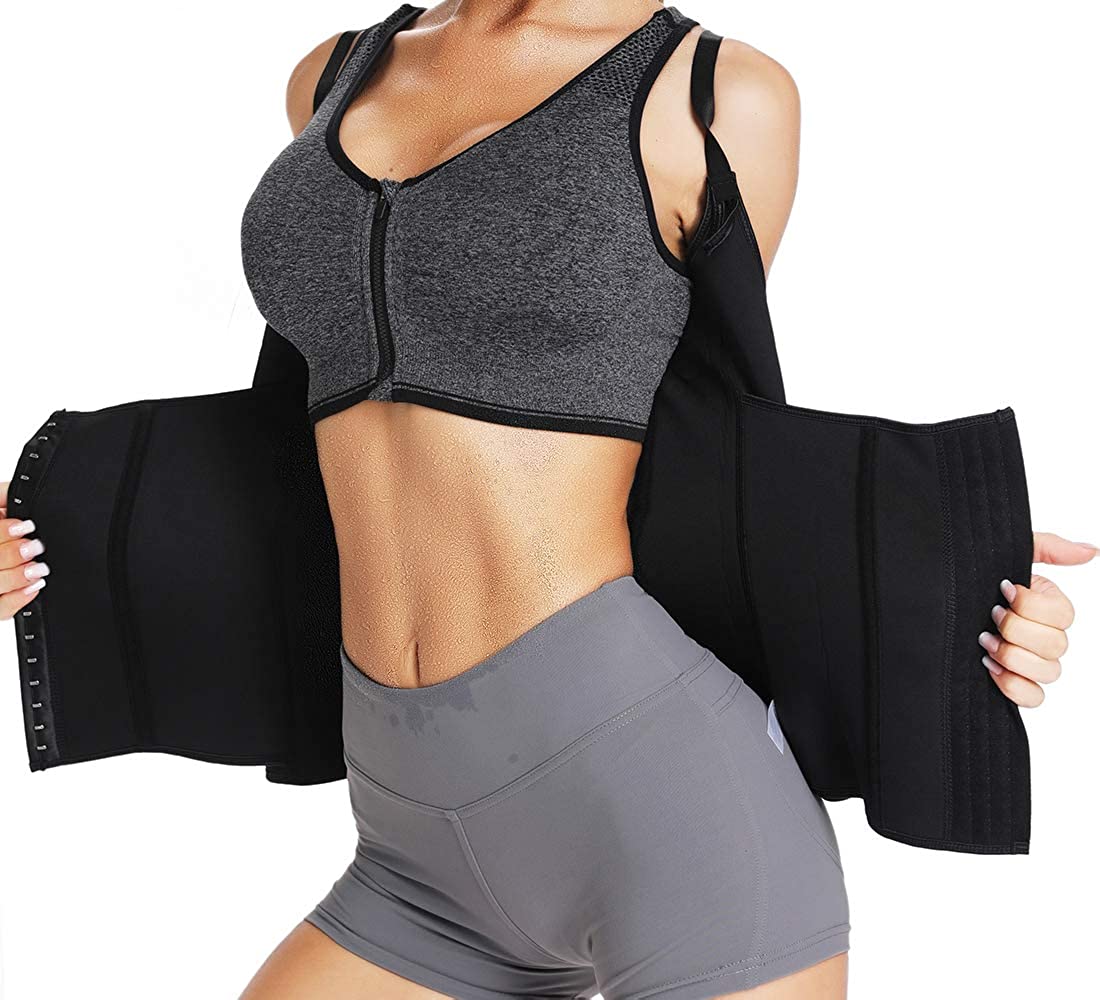 Price:$30.99 SLIMBELLE Waist Trainer Vest for Women Hourglass Cincher with Adjustable Straps Corset Sauna Sweat Vest at Amazon Women’s Clothing store