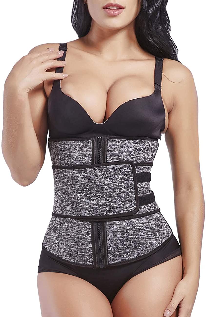 Price:$25.99 Sekluxy Waist Trainer for Women Corset Waist Belt Slimming Body Shaper Weight Loss Gray XL at Amazon Women’s Clothing store