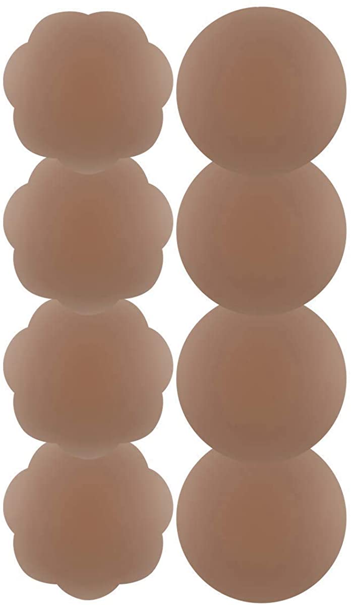 Price:$14.99 RMYLOVE Silicone Nipple Covers Reusable Adhesive Invisible Pasties Nippleless Covers Beign (4 Pairs) Brown at Amazon Women’s Clothing store