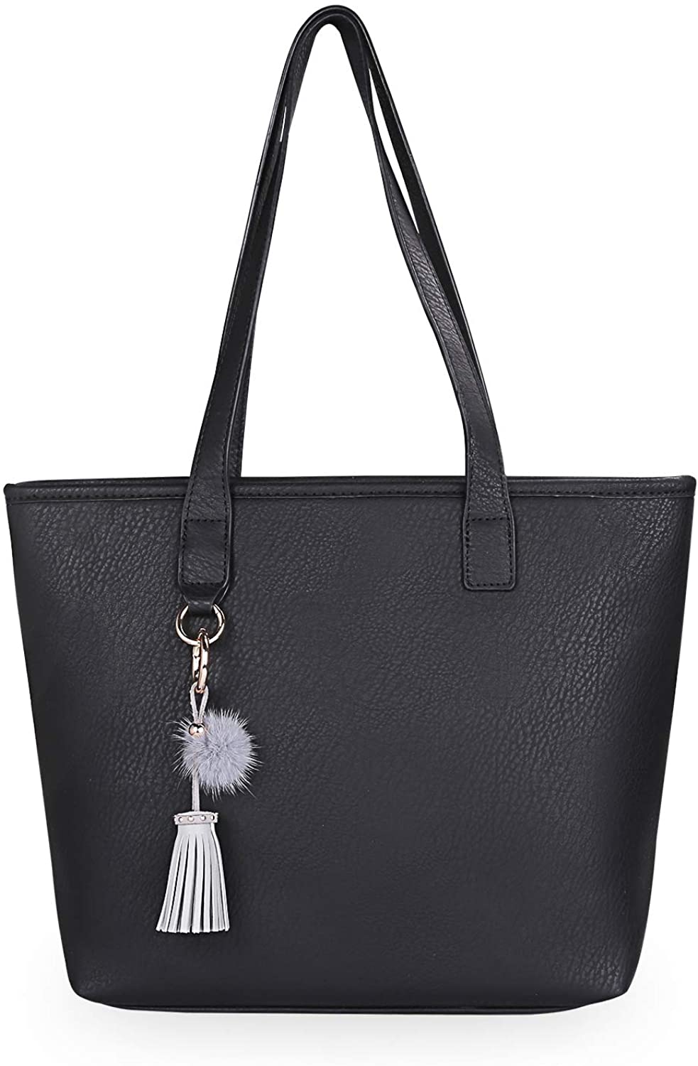 Price:$25.99    IDAILU Women Tote Shoulder Bag Zipper Soft Faux Leather Large Capacity Work Satchel Handbags and Purses (Black)  Clothing