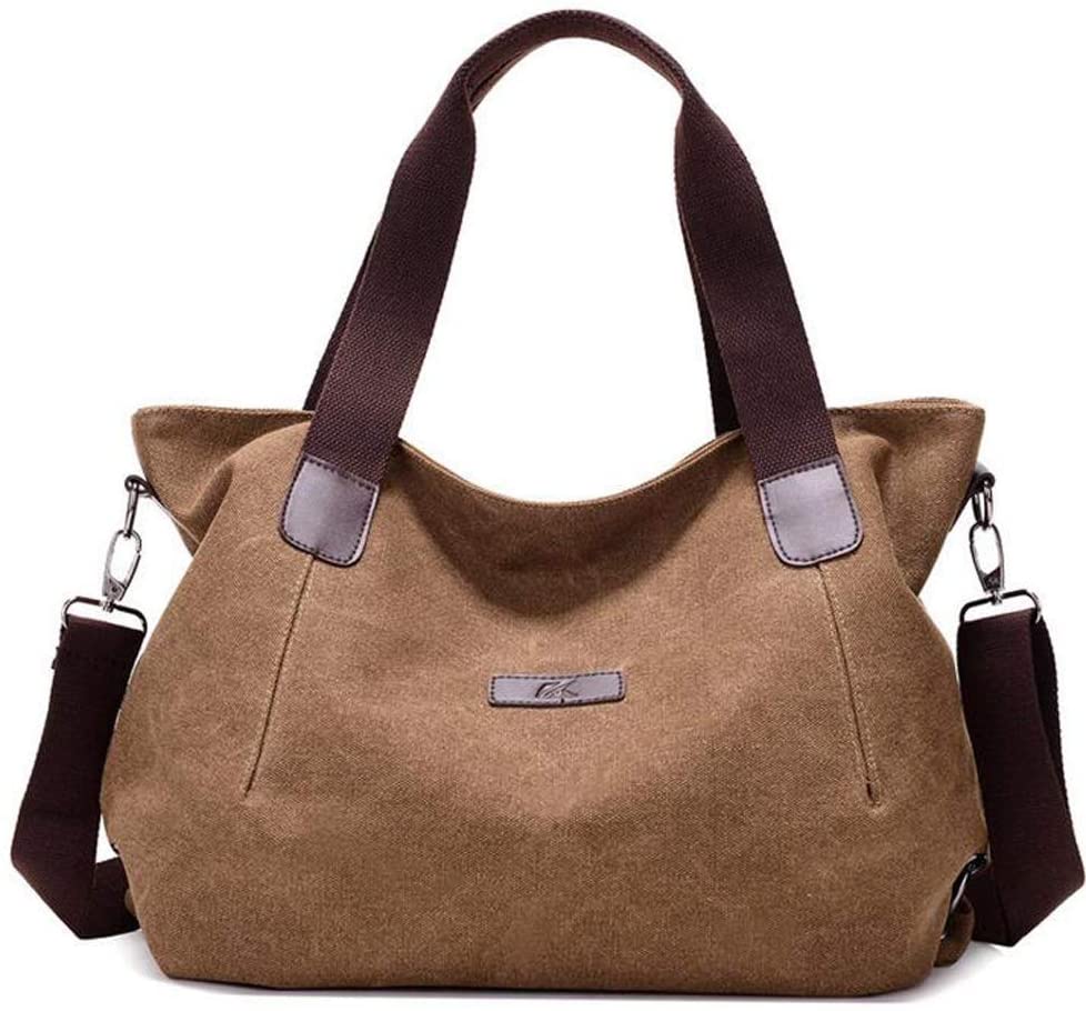 Price:$15.99    Womens Canvas Shoulder Bags Handbags Large Casual Travel Bag Tote Purse (Brown)  Clothing