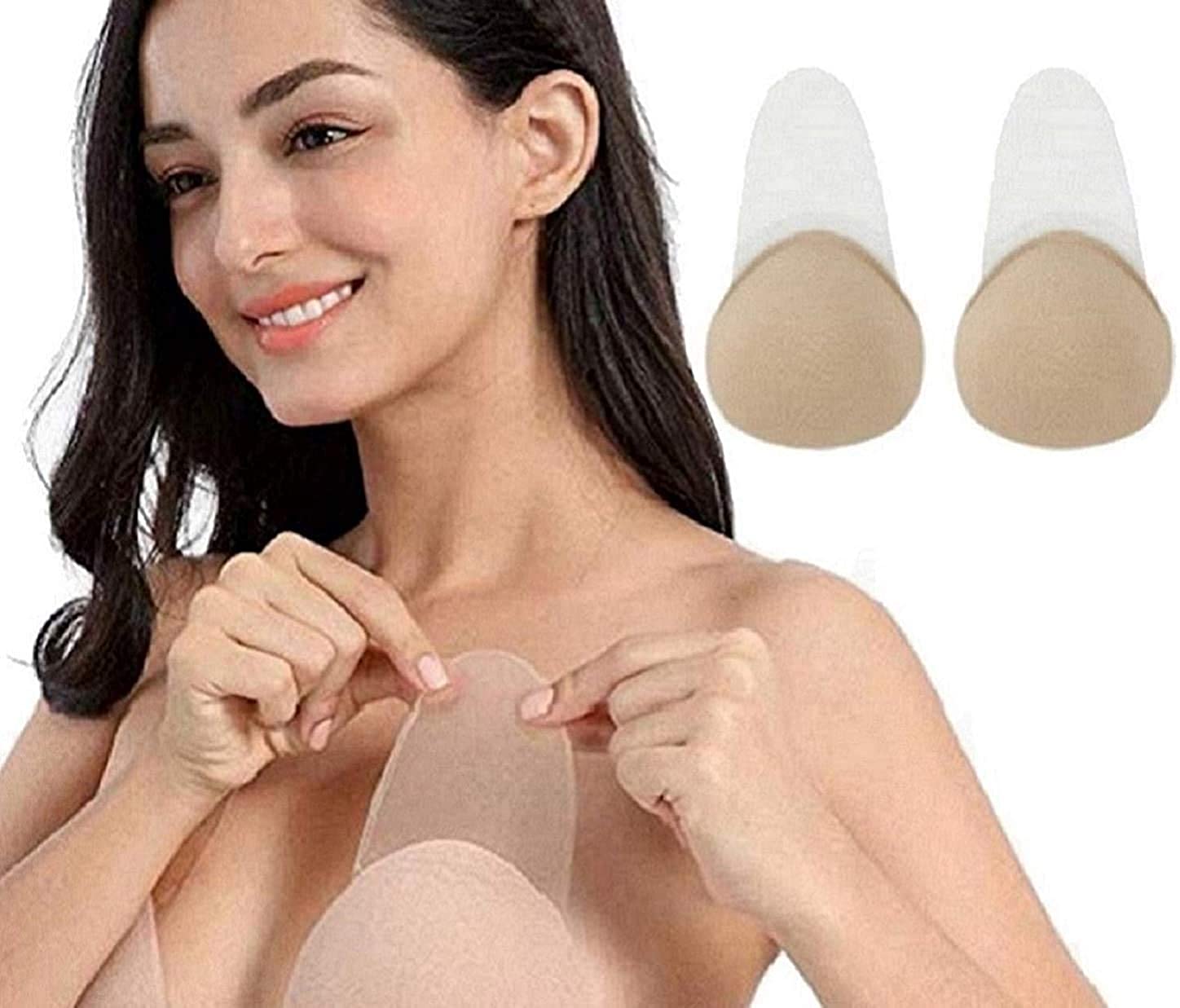 Price:$16.99 Women Breast Lift Strapless Backless Petals Nippless Covers Adhesive Invisible Bra at Amazon Women’s Clothing store
